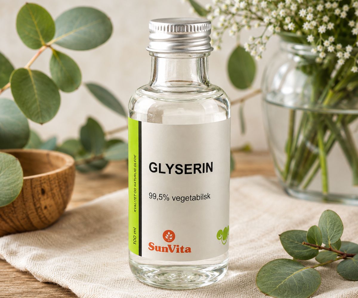 Sunvita Glyserin 100 ml i naturlig omgivelse – fuktighetsgivende glyserin for hud og hår
