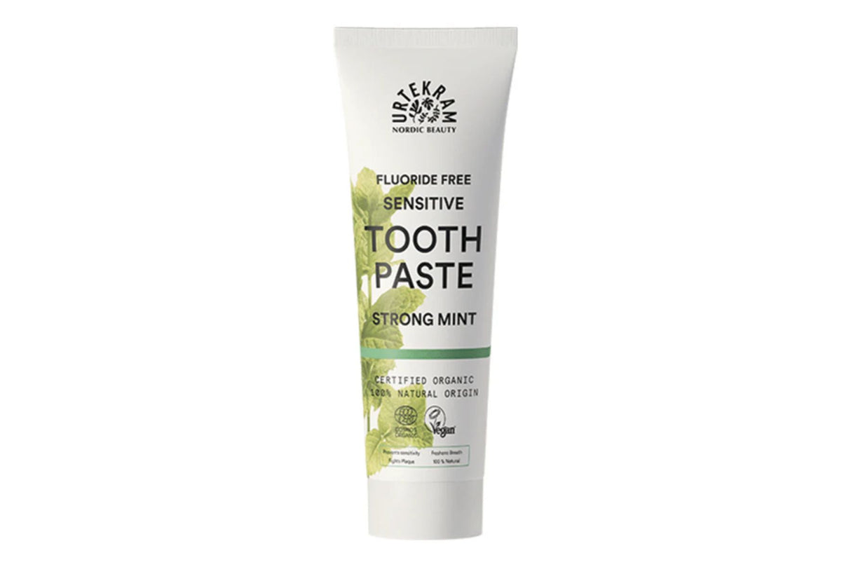Urtekram Tannkrem for Sensitive Tenner med Strong Mint uten Fluor – Naturlig og Vegansk
