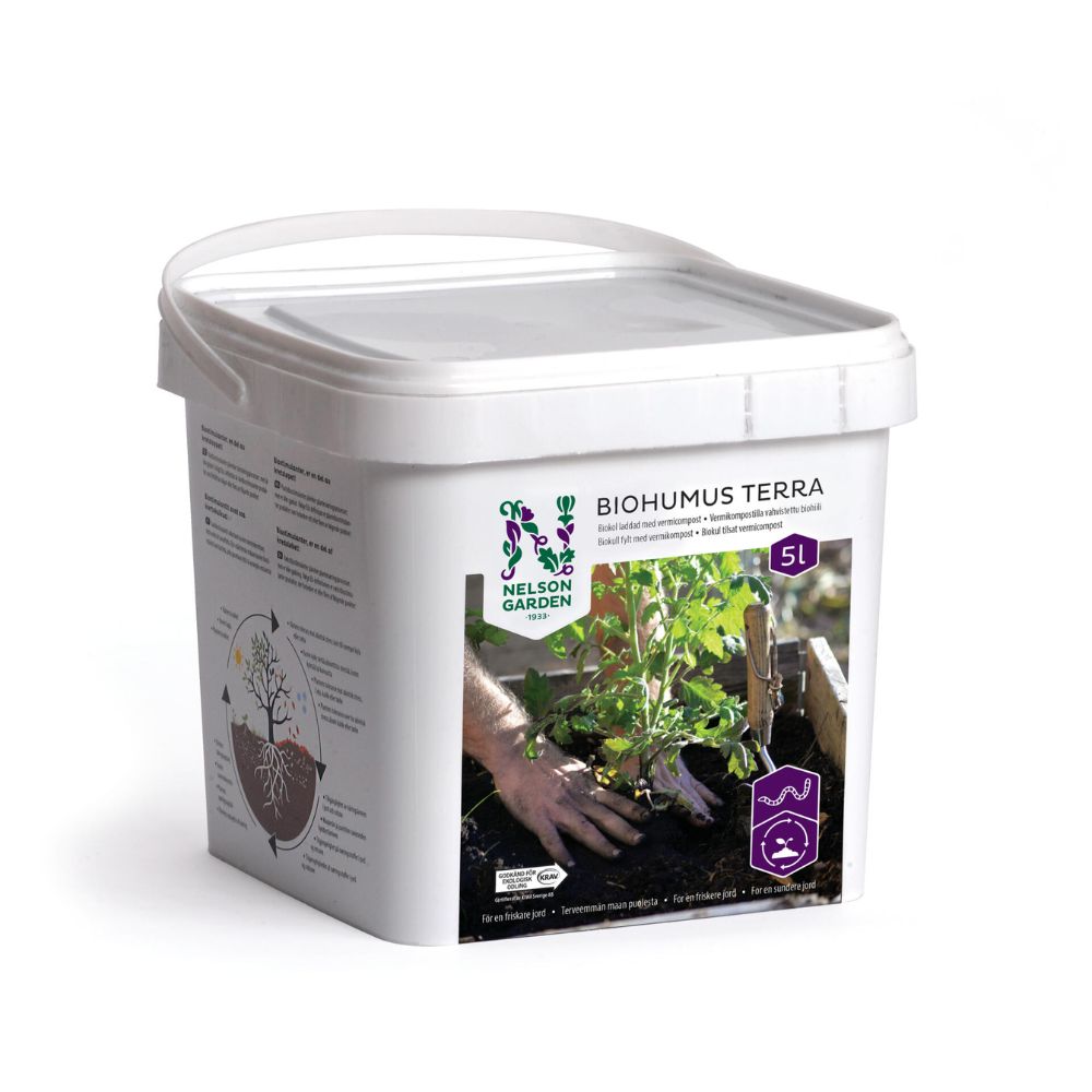 Biohumus Terra vermikompost med biokarbon for jordforbedring