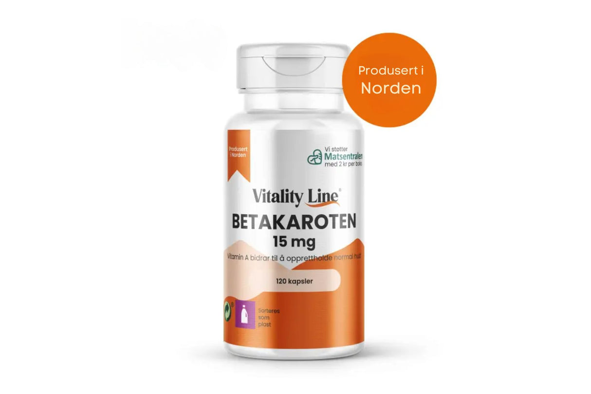 Vitality Line Betakaroten 15 mg 60 kapsler – For jevn og langvarig brunfarge