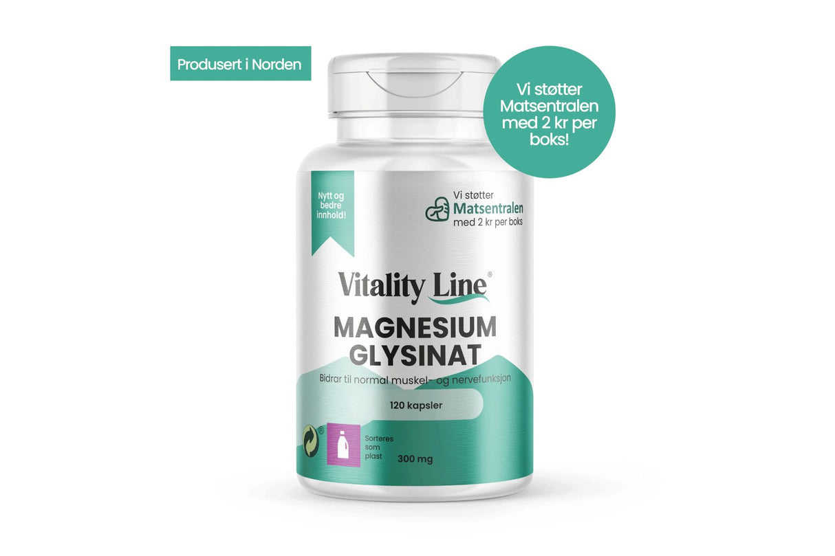 Vitality Line Magnesium Glysinat 300 mg – Det beste magnesiumtilskuddet for søvn og beroligende effekt