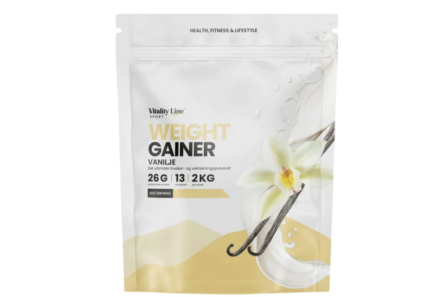 Vitality Line Sport Gainer Vanilje – 2 kg for vektøkning og muskelbygging
