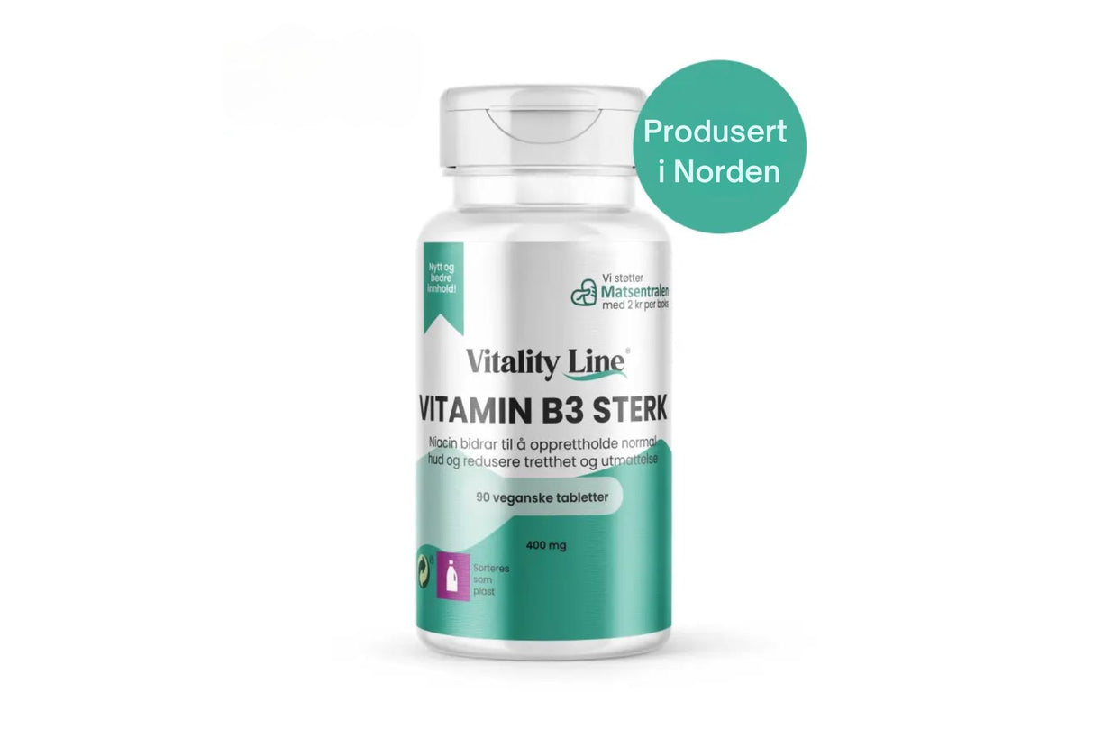 Vitality Line Vitamin B3 Sterk – Energi og Hudstøtte (90 tabletter)