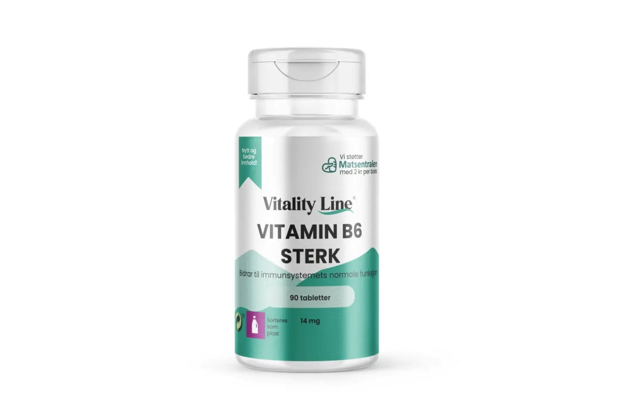 Vitality Line Vitamin B6 Sterk – Støtte for Energi og Nervesystem (90 tabletter)