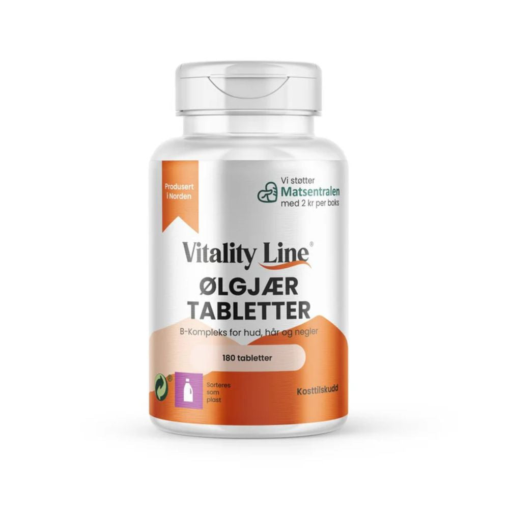 Vitality Line ølgjærtabletter i boks med 180 tabletter 280 mg