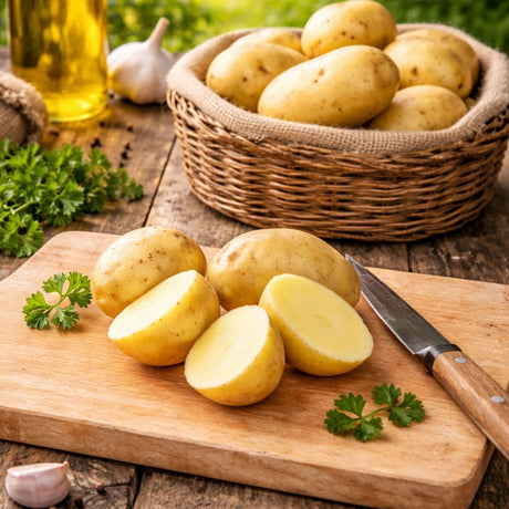 Høstede poteter av sorten ‘Folva’ med gult kjøtt og jevn størrelse.