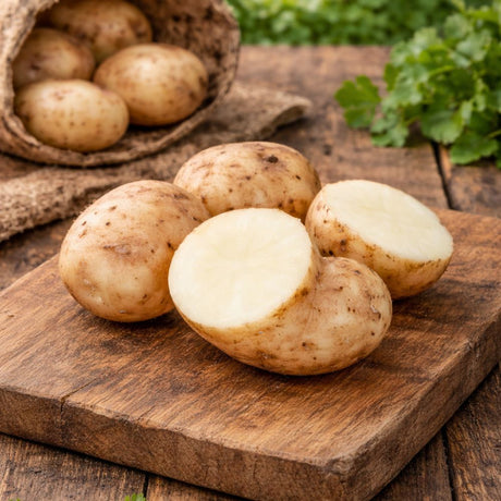 Høstede poteter av sorten ‘Kerrs Pink’ med karakteristiske rosa øyne.