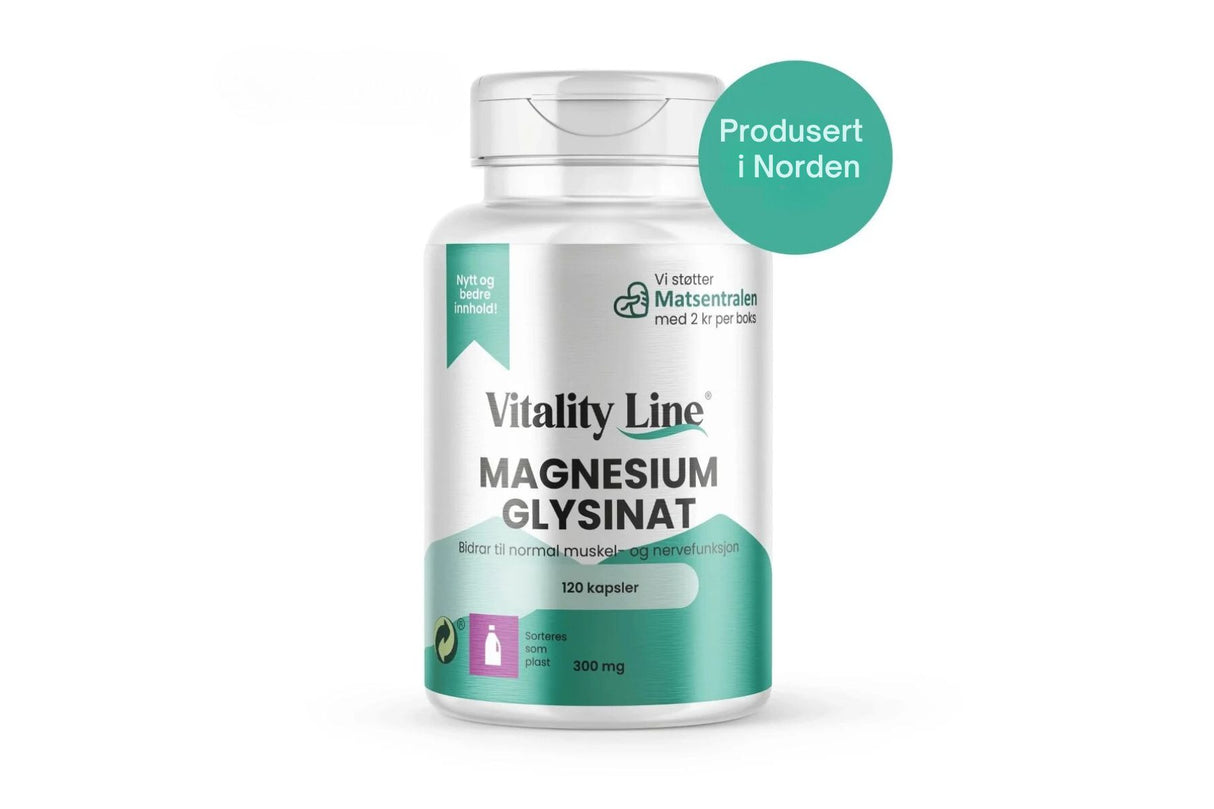 Vitality Line Magnesium Glysinat 300 mg – Det beste magnesiumtilskuddet for søvn og beroligende effekt