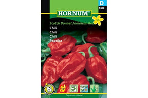 Rynkete røde Scotch Bonnet-chilier med karakteristisk hattform.