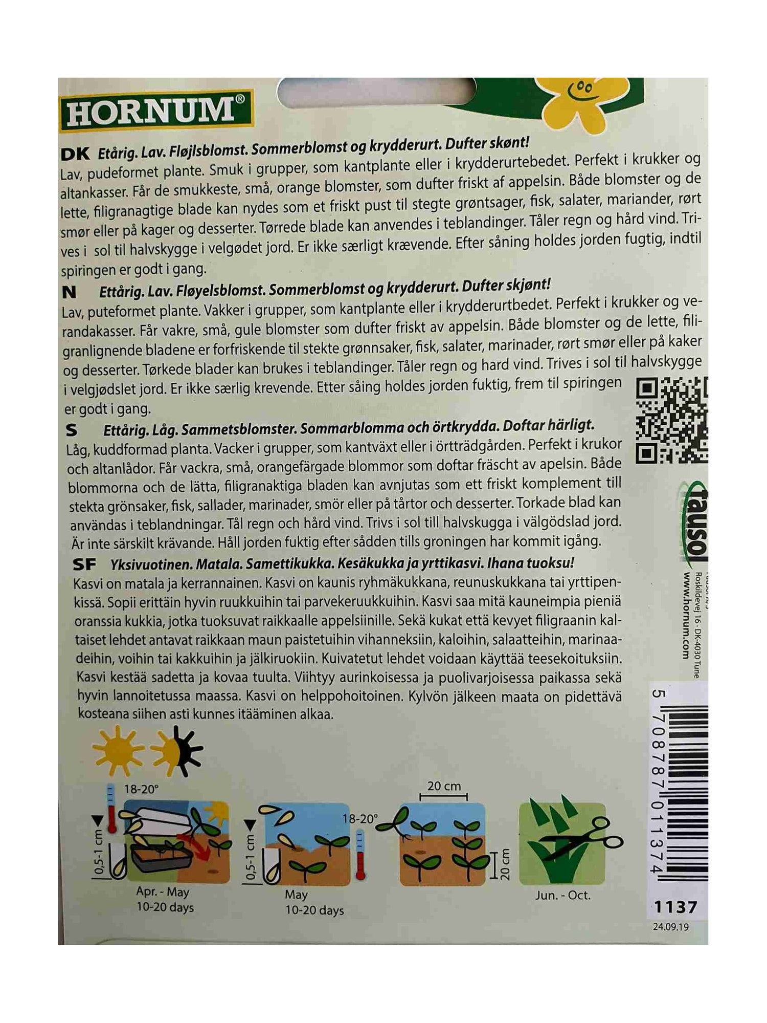 Fløyelsblomst 'Tagetes Signet Orange' – Duftende og Spiselig Blomsterprakt