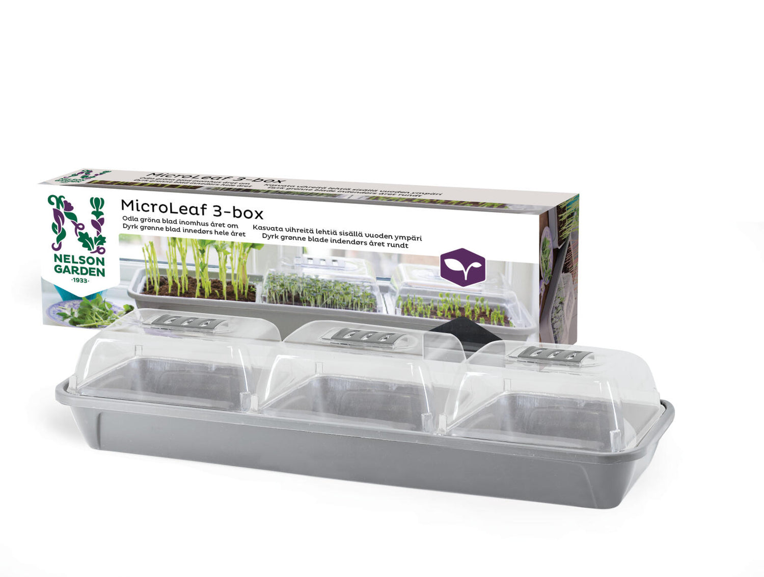Minidrivhus Micro Leaf-boks 3 in 1 | Praktisk dyrking av mikrogrønt året rundt