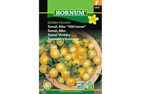 Vill tomatplante med svært små gylne tomater i tette klaser